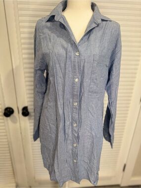 stars above Light Blue Women's Button-Front Sleep Shirt CB1163